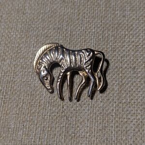 Goldtoned Metal Zebra Brooch Pin